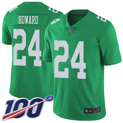 Men Philadelphia Eagles #24 Jordan Howard Limited Green Rush Vapor Untouchable NFL Jersey 100th Season